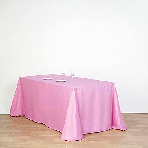 Balsacircle 90X132-Inch Pink Rectangle Polyester Tablecloth Table Cover Linens For Wedding Party Events Kitchen Dining